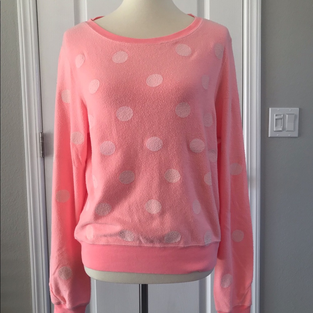 Wildfox Pink Polka Dot Sweater Sz M